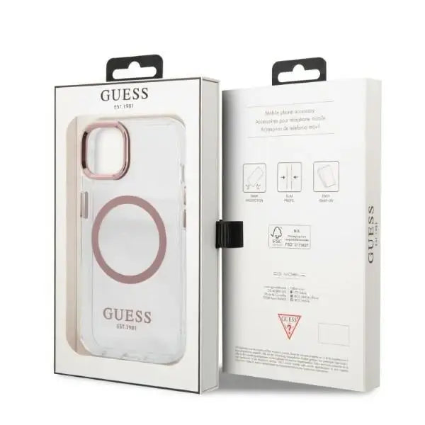 Guess Metal Outline MagSafe case for iPhone 13 - pink - Cell phone cases and covers<<<HurtelXML