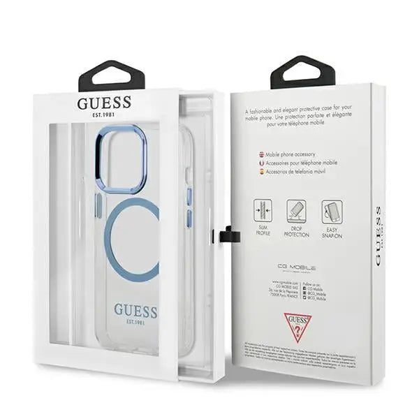 Guess Metal Outline MagSafe case for iPhone 13 Pro / iPhone 13 - blue - Cell phone cases and covers<<<HurtelXML