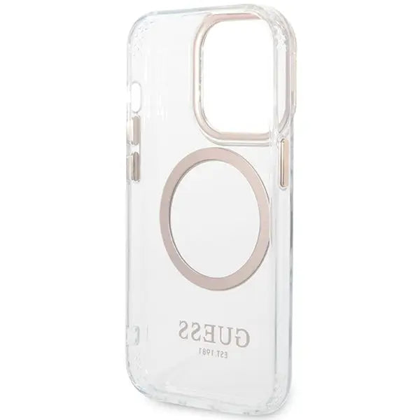 Guess Metal Outline Magsafe case for iPhone 15 / 14 / 13 - gold - Cell phone cases and covers<<<HurtelXML