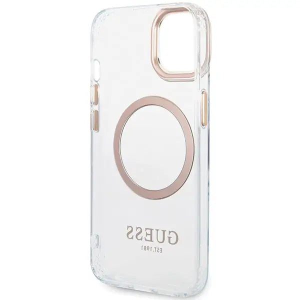 Guess Metal Outline MagSafe case for iPhone 15 Plus / 14 Plus - gold - Cell phone cases and covers<<<HurtelXML