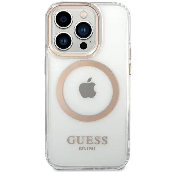 Guess Metal Outline MagSafe case for iPhone 15 Pro - gold - Cell phone cases and covers<<<HurtelXML