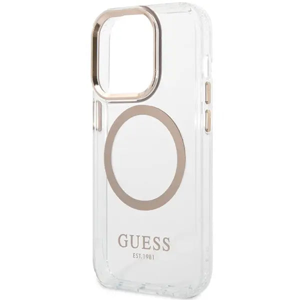 Guess Metal Outline Magsafe iPhone 15 Pro Max Case - Gold - Cell phone cases and covers<<<HurtelXML