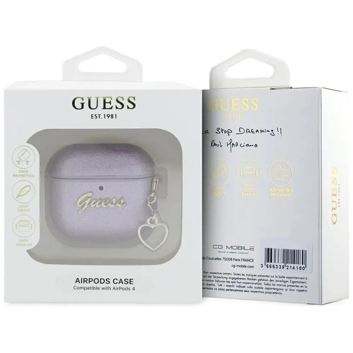 Guess Metallic Script Charm Case for AirPods 4 - Purple - Cell phone cases and covers<<<HurtelXML