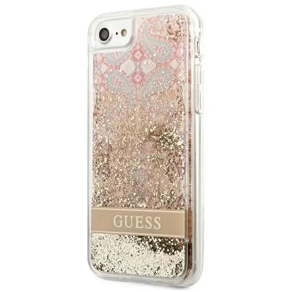 Guess Paisley Liquid Glitter case for iPhone SE 2022 / SE 2020 / 7 / 8 - gold - Cell phone cases and covers<<<HurtelXML