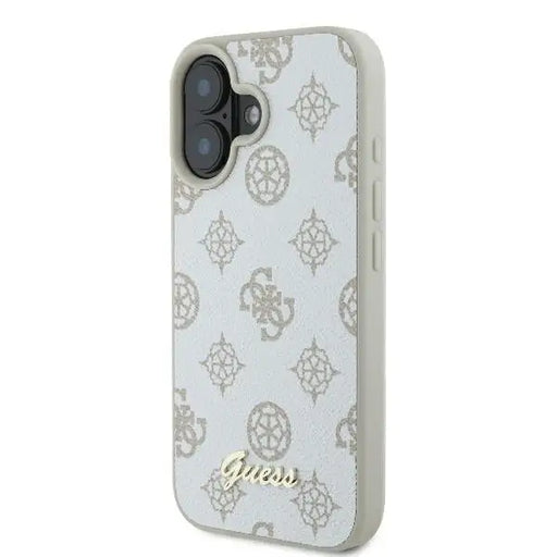 Guess Peony Script Logo MagSafe iPhone 16 Case - White - Cell phone cases and covers<<<HurtelXML