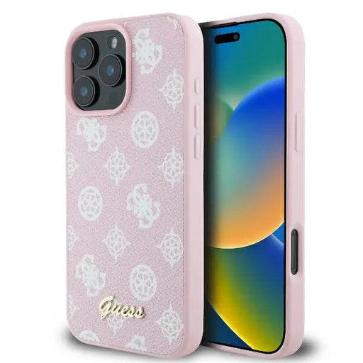 Guess Peony Script Logo MagSafe iPhone 16 Pro Case - Pink - Cell phone cases and covers<<<HurtelXML