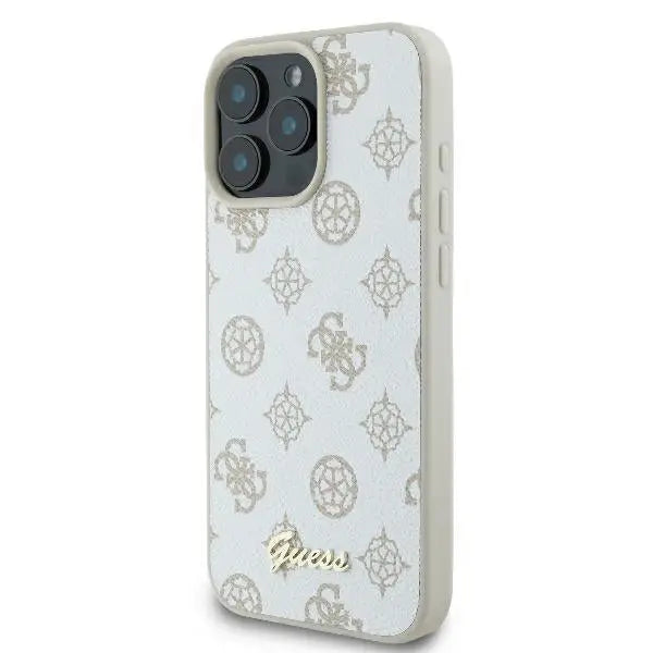 Guess Peony Script Logo MagSafe iPhone 16 Pro Case - White - Cell phone cases and covers<<<HurtelXML