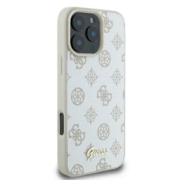 Guess Peony Script Logo MagSafe iPhone 16 Pro Max Case - White - Cell phone cases and covers<<<HurtelXML