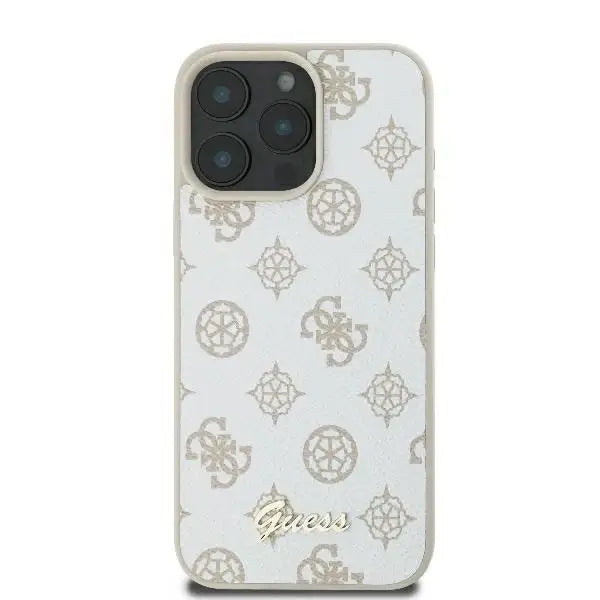 Guess Peony Script Logo MagSafe iPhone 16 Pro Max Case - White - Cell phone cases and covers<<<HurtelXML