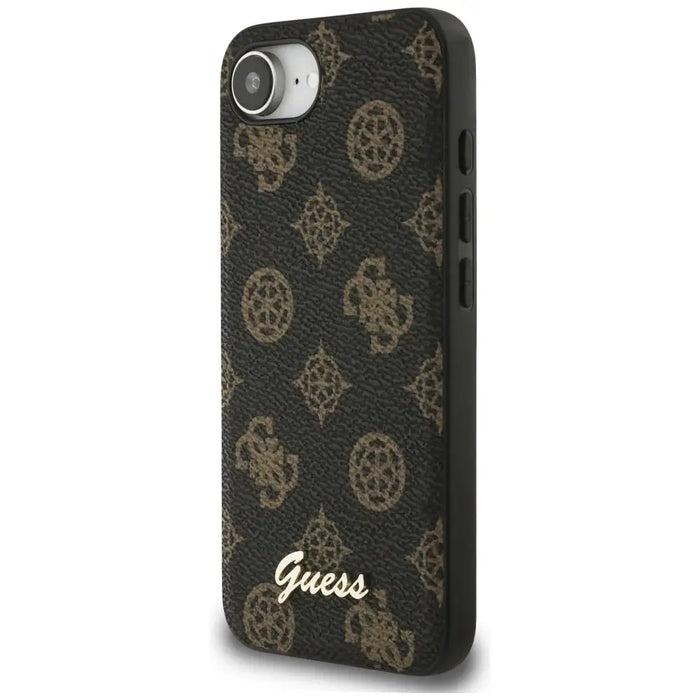 Guess Peony Script Logo MagSafe iPhone 16e Case Black - Cell phone cases and covers<<<HurtelXML
