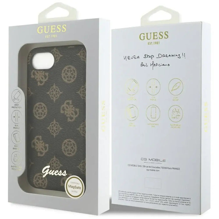 Guess Peony Script Logo MagSafe iPhone 16e Case Black - Cell phone cases and covers<<<HurtelXML