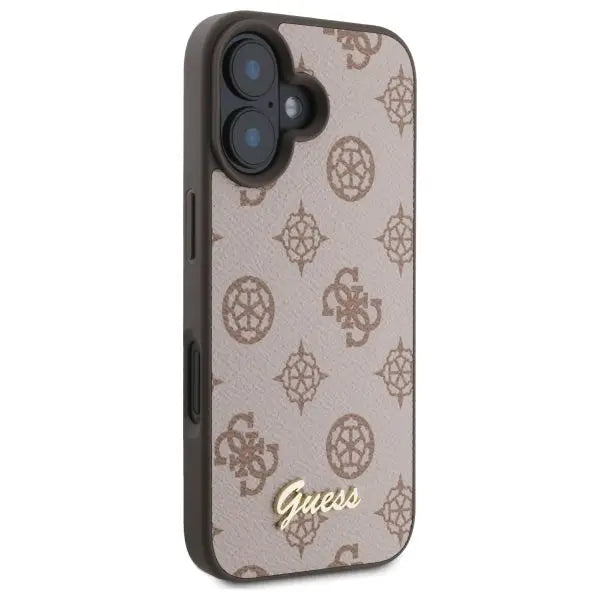 Guess Peony Script MagSafe iPhone 16 Case - Brown - Cell phone cases and covers<<<HurtelXML