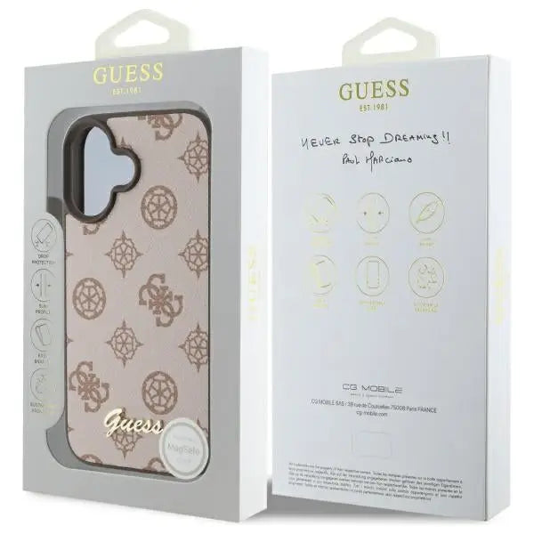 Guess Peony Script MagSafe iPhone 16 Case - Brown - Cell phone cases and covers<<<HurtelXML
