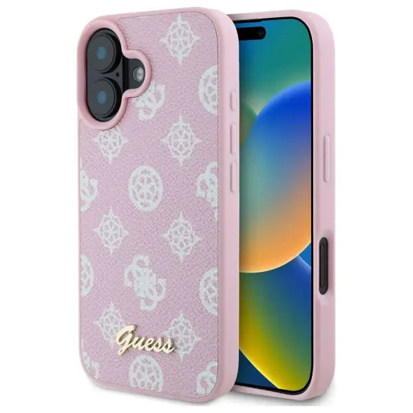 Guess Peony Script MagSafe iPhone 16 Case - Pink - Cell phone cases and covers<<<HurtelXML