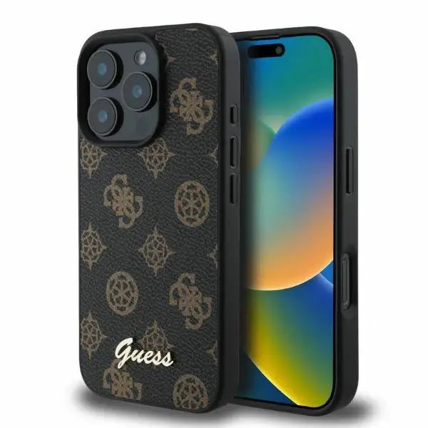 Guess Peony Script MagSafe iPhone 16 Pro Case - Black - Cell phone cases and covers<<<HurtelXML