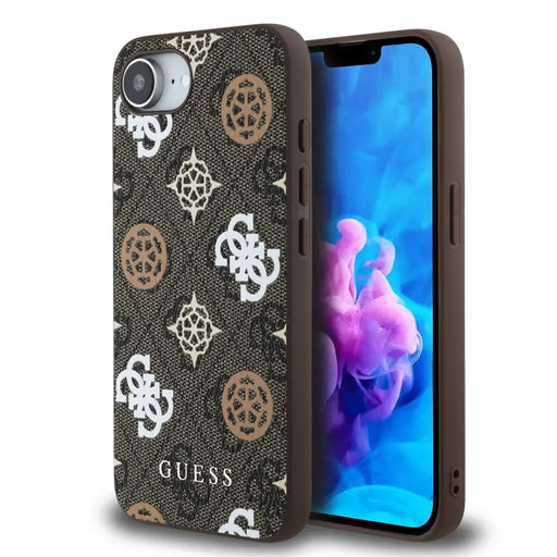 Guess PU 4G Peony case with MagSafe for iPhone 16e - brown - Cell phone cases and covers<<<HurtelXML