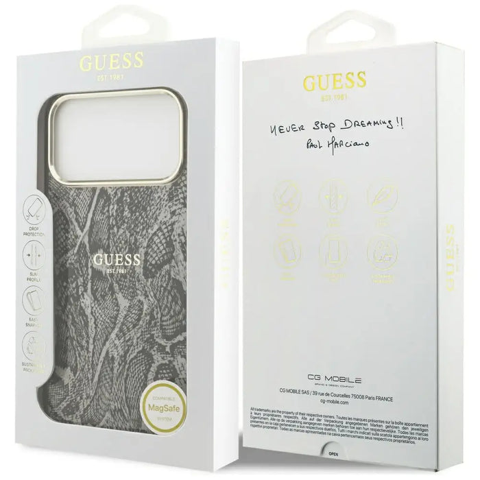 Guess Python Pattern MagSafe Case for iPhone 17 Pro Max - Black - Cell phone cases and covers<<<HurtelXML