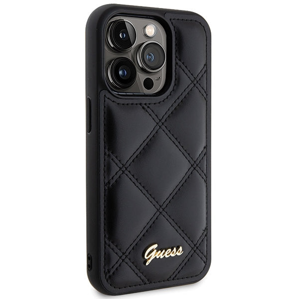Guess Quilted Metal Logo case for iPhone 15 Pro - black - Cell phone cases and covers<<<HurtelXML