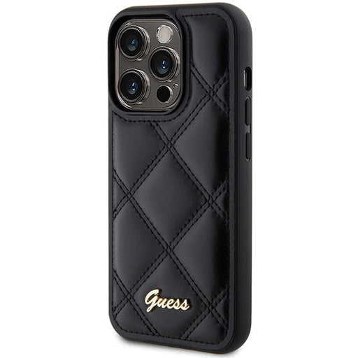 Guess Quilted Metal Logo case for iPhone 15 Pro - black - Cell phone cases and covers<<<HurtelXML