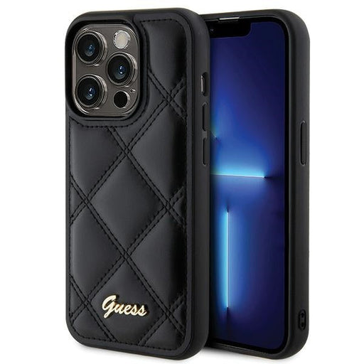 Guess Quilted Metal Logo case for iPhone 15 Pro - black - Cell phone cases and covers<<<HurtelXML