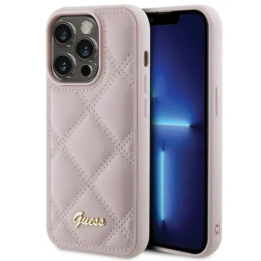 Guess Quilted Metal Logo case for iPhone 15 Pro Max - pink - Cell phone cases and covers<<<HurtelXML