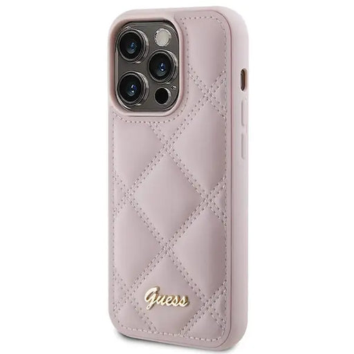 Guess Quilted Metal Logo case for iPhone 15 Pro Max - pink - Cell phone cases and covers<<<HurtelXML