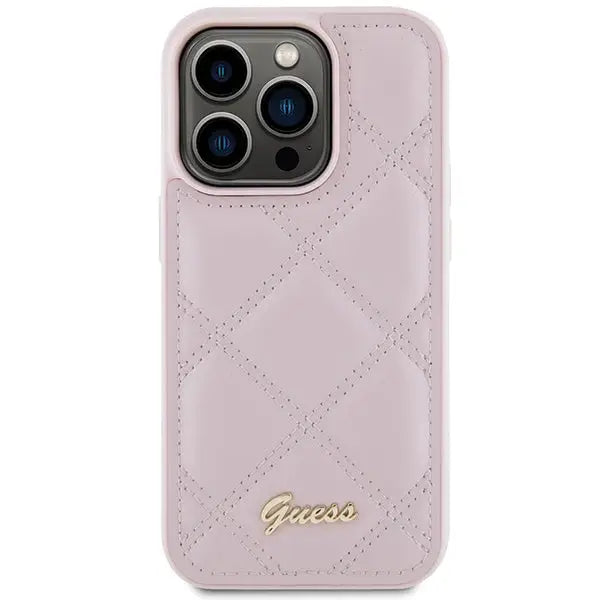 Guess Quilted Metal Logo case for iPhone 15 Pro Max - pink - Cell phone cases and covers<<<HurtelXML