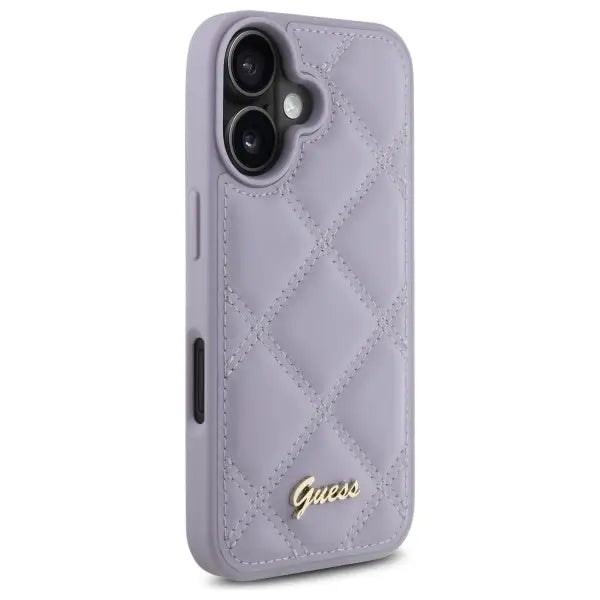 Guess Quilted Metal Logo case for iPhone 16 - light purple - Cell phone cases and covers<<<HurtelXML