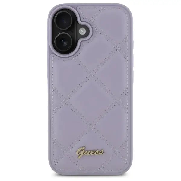 Guess Quilted Metal Logo case for iPhone 16 - light purple - Cell phone cases and covers<<<HurtelXML
