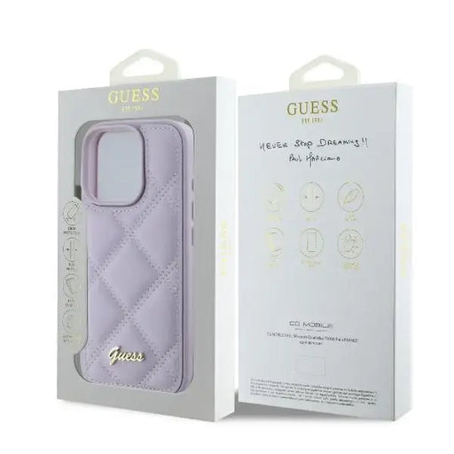 Guess Quilted Metal Logo case for iPhone 16 Pro - light purple - Cell phone cases and covers<<<HurtelXML