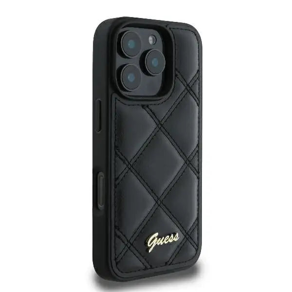Guess Quilted Metal Logo Case for iPhone 16 Pro Max - Black - Cell phone cases and covers<<<HurtelXML