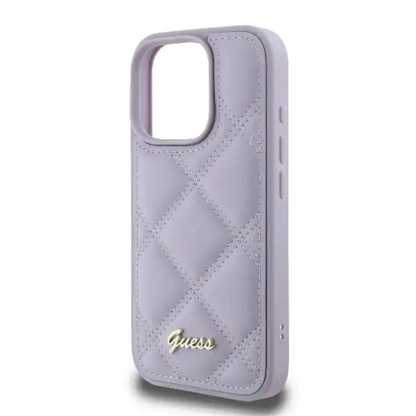 Guess Quilted Metal Logo case for iPhone 16 Pro Max - light purple - Cell phone cases and covers<<<HurtelXML