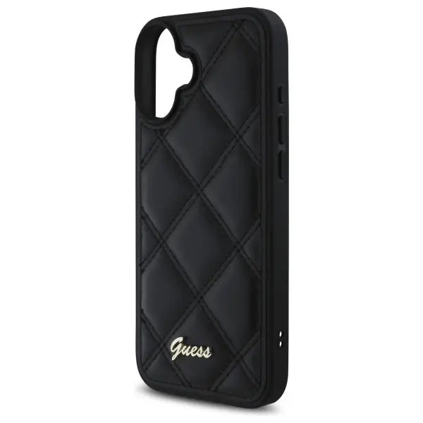 Guess Quilted Metal Logo iPhone 16 Plus Case - Black - Cell phone cases and covers<<<HurtelXML