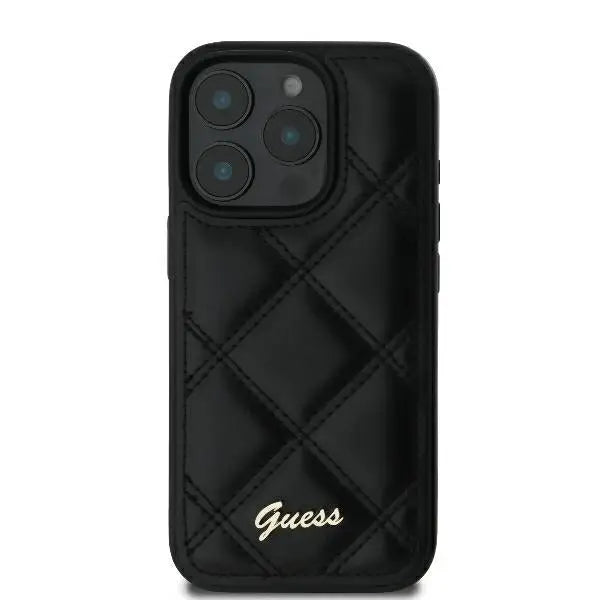 Guess Quilted Metal Logo iPhone 16 Pro Case - Black - Cell phone cases and covers<<<HurtelXML