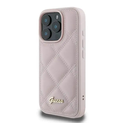 Guess Quilted Metal Logo iPhone 16 Pro Max Case - Pink - Cell phone cases and covers<<<HurtelXML