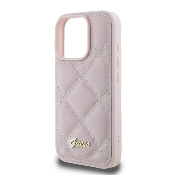 Guess Quilted Metal Logo iPhone 16 Pro Max Case - Pink - Cell phone cases and covers<<<HurtelXML
