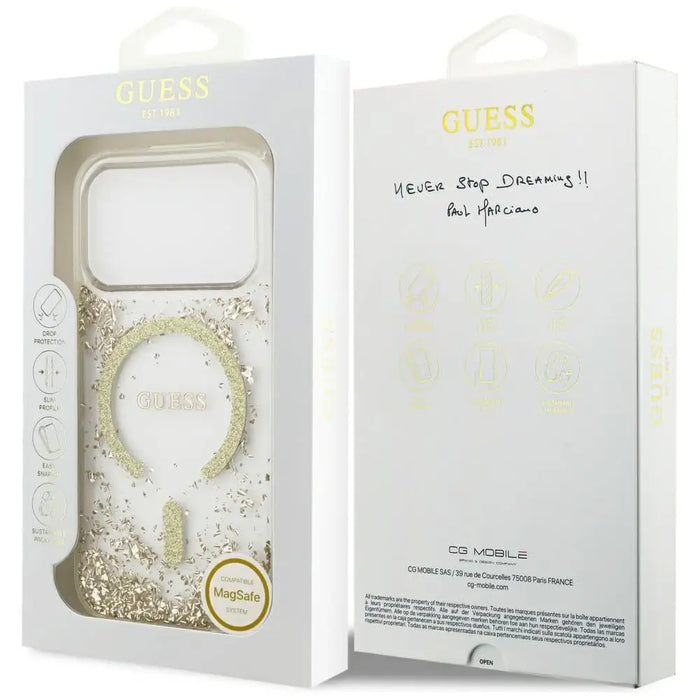 Guess Resin Bottom Glitter MagSafe Case for iPhone 17 Pro - Gold - Cell phone cases and covers<<<HurtelXML