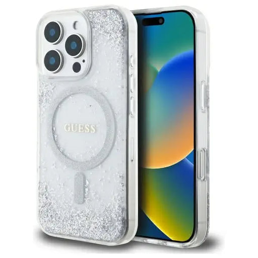 Guess Resin Gradient Glitter MagSafe case for iPhone 16 Pro - silver - Cell phone cases and covers<<<HurtelXML