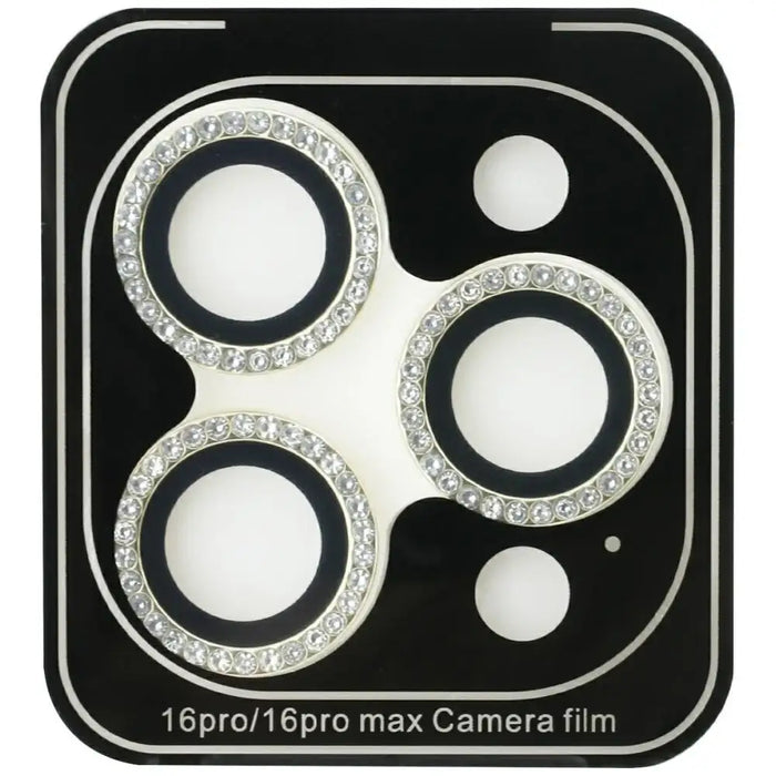 Guess Rhinestone Camera Lens Glass for iPhone 16 Pro / 16 Pro Max - Gold - Cell phone tempered glass<<<HurtelXML