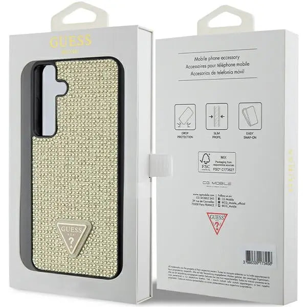 Guess Rhinestone Triangle case for Samsung Galaxy S24+ - gold - Cell phone cases and covers<<<HurtelXML