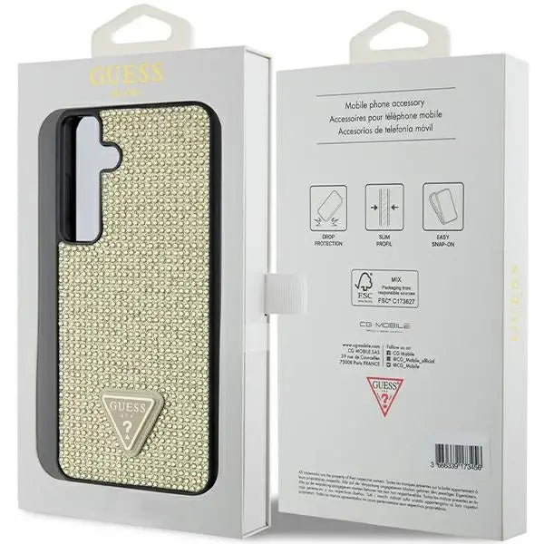 Guess Rhinestone Triangle case for Samsung Galaxy S24 - gold - Cell phone cases and covers<<<HurtelXML