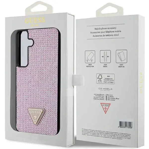 Guess Rhinestone Triangle case for Samsung Galaxy S24+ - pink - Cell phone cases and covers<<<HurtelXML