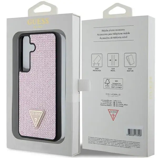 Guess Rhinestone Triangle case for Samsung Galaxy S24 - pink - Cell phone cases and covers<<<HurtelXML
