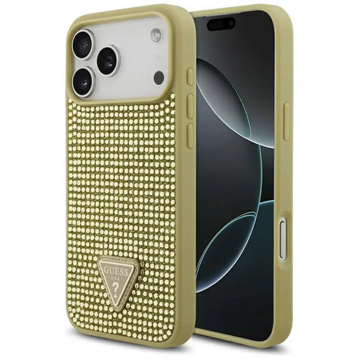 Guess Rhinestone Triangle Logo Case for iPhone 17 Pro Max - Gold - Cell phone cases and covers<<<HurtelXML