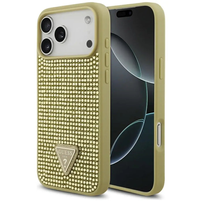 Guess Rhinestone Triangle Logo Case for iPhone 17 Pro Max - Gold - Cell phone cases and covers<<<HurtelXML