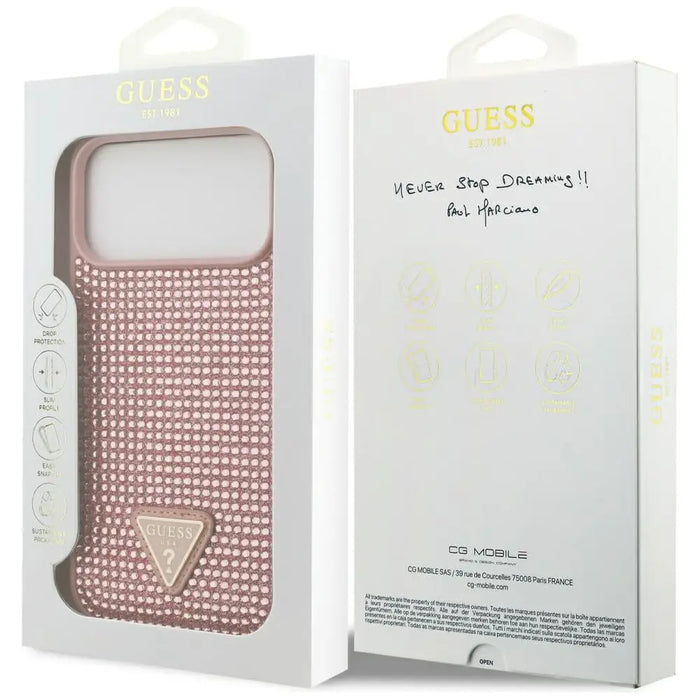 Guess Rhinestone Triangle Logo Case for iPhone 17 Pro Max - Pink - Cell phone cases and covers<<<HurtelXML