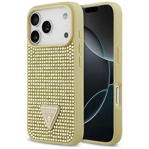 Guess Rhinestone Triangle Logo iPhone 17 Pro Case - Gold - Cell phone cases and covers<<<HurtelXML