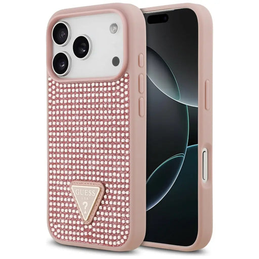 Guess Rhinestone Triangle Logo iPhone 17 Pro Case - Pink - Cell phone cases and covers<<<HurtelXML