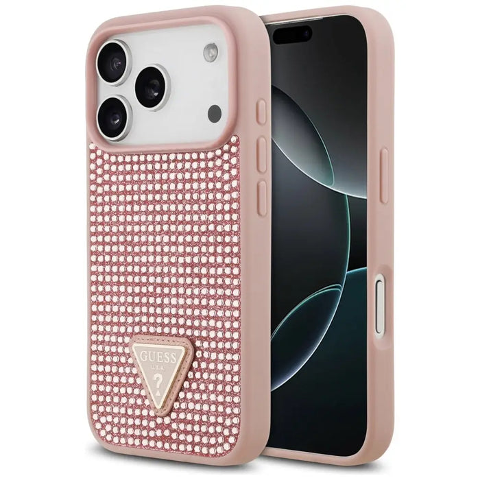 Guess Rhinestone Triangle Logo iPhone 17 Pro Case - Pink - Cell phone cases and covers<<<HurtelXML