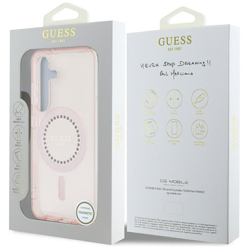 Guess Rhinestones Printed Classic Logo MagSafe Samsung Galaxy S25 Case Pink - Cell phone cases and covers<<<HurtelXML